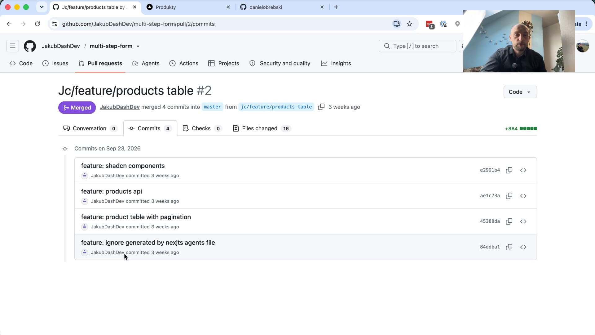 Cztery commity w pull requeście products table, w tym feature: ignore generated by nexjts agents file